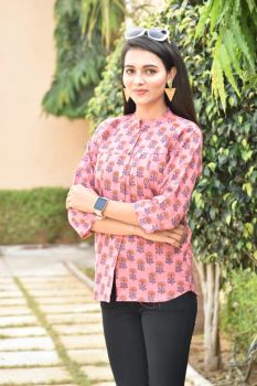 Pink Hand Block Printed Cotton Top