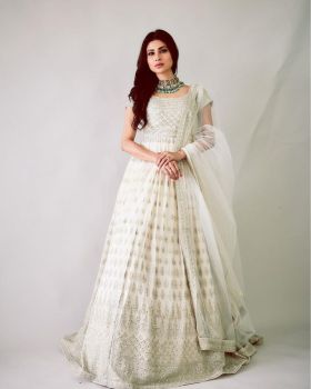 White Party Wear Georgette Soft Net Embroidery Work Less Border With Dupatta