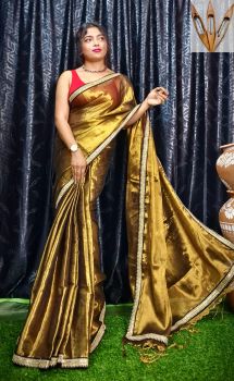 Golden Handloom Tissue Saree From Bengal
