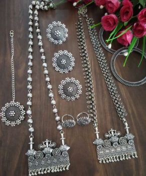 Long Pendent German Silver Oxidised Jewellery