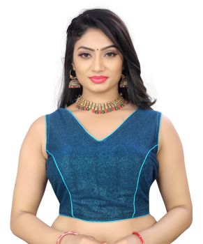 Teal Cotton Two-Tone Blouse