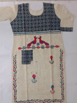 Silver Grey Pure Handloom Cotton Kurti From Bengal