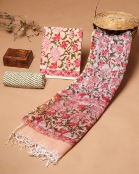 Dusty Pink Doria Dupatta Cotton Flower Design suit