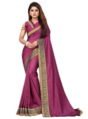 Wine Berry Pure Handloom Silk Saree From Banaras