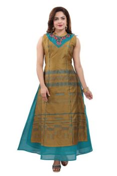 Mustard and blue festival/party wear kurti