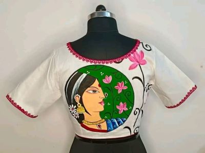 White Pure Handloom Cotton Readymade Blouse From Bengal