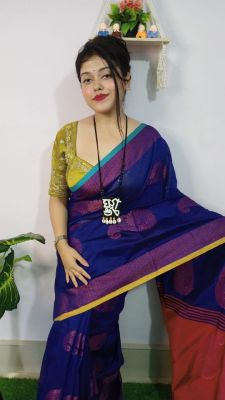 Midnight Blue Pure Handloom Dhakai Jamdani Saree From Bengal