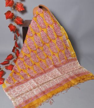 Bagru Hand Block Printed Chanderi Silk Dupatta