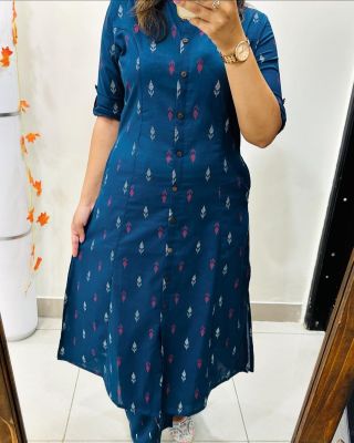 Navy Blue Pure Handloom Cord Set