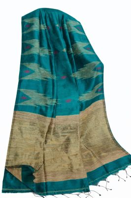 Sea Green Silk Cotton Pure Handloom Saree From Bengal