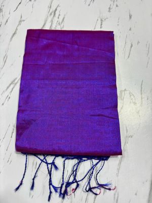 Royal Blue Pure Handloom Tissue Cotton Saree From Bengal