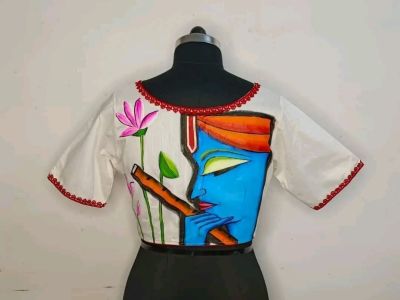 White Pure Handloom Cotton Readymade Blouse From Bengal