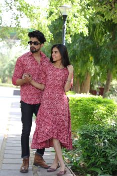 Pink Hand Block Printed Designer Pure Cotton Couple Set