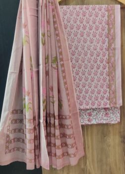 Warm Grey Printed Suit With Flower Design Dupatta