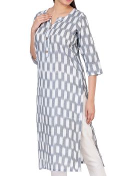 GMH Women's Cotton Ikkat Kurti for Knee Length, Traditional Festive & Casual Kurta for Women