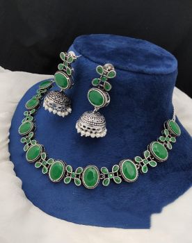 Green German Silver Oxidised Jewellery