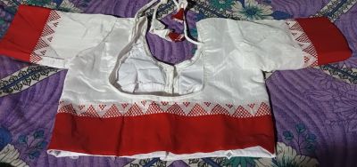 White Red Pure Cotton Blouse
