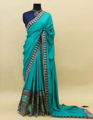 Teal Pure Handloom Silk Saree From Banaras