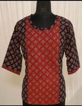 Printed Pure Cotton Ajrakh Short Top