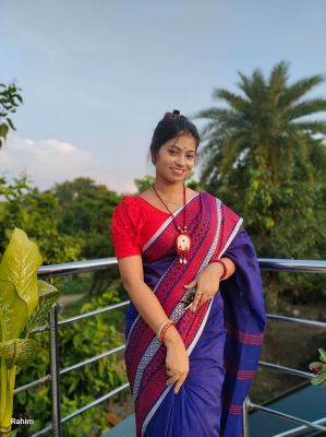 Purple Pure Handloom Cotton Saree From Bengal
