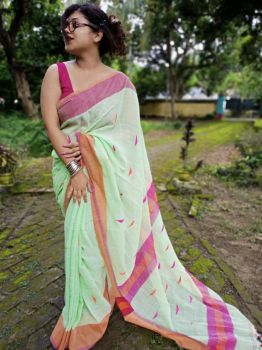 Cotton borfi buti saree