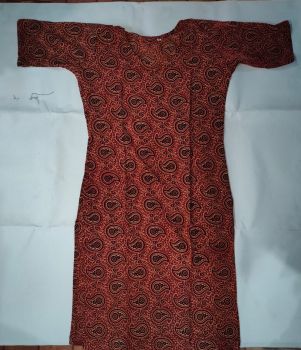 Purple Brown Ajrakh Pure Handloom Cotton Kurti From Bengal