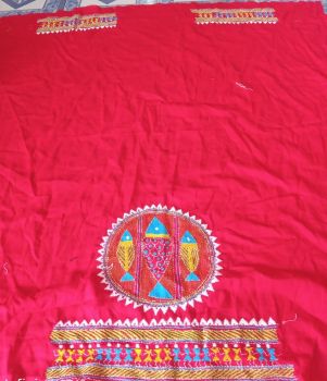 Red Colour pure handloom Blouse Material From Bengal