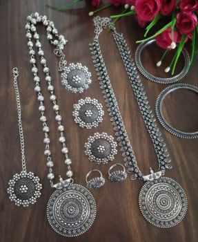 Long Pendent German Silver Oxidised Jewellery