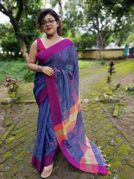 Cotton borfi buti saree