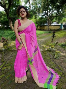 Cotton borfi buti saree