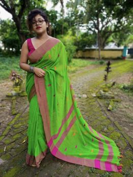 Cotton borfi buti saree
