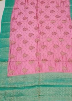 Light Pink Dupion Silk Saree From Banaras