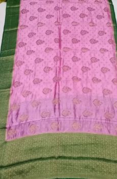 Baby Pink Dupion Silk Saree From Banaras