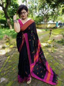 Cotton borfi buti saree