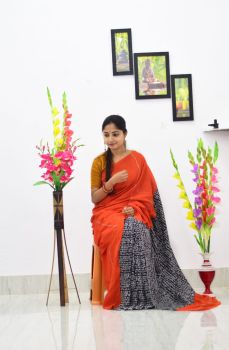 Old Brick Pure Handloom Khesh Cotton Saree From Bengal