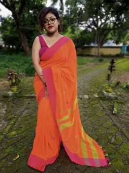 Cotton borfi buti saree