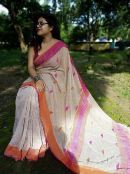 Cotton borfi buti saree