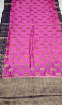 Pink Pure Dupion Silk Saree From Banaras