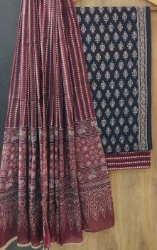 Heavy Metal Printed Suit With Flower Design Dupatta