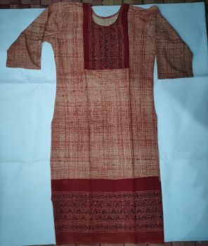 Reddish Grey Molmol Pure Handloom kurti from Bengal