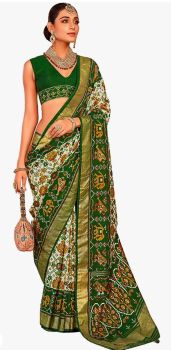 Green Pure Handloom Gadwal Cotton Saree From Banaras
