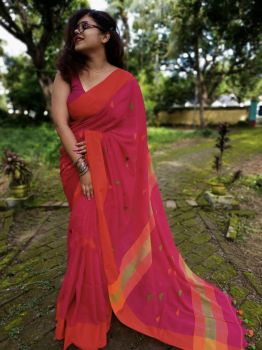 Cotton borfi buti saree