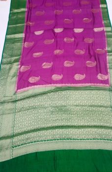 Purple Banarasi Semi Silk Saree From Banaras