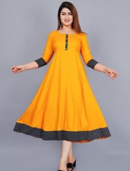 Yellow Cotton Anarkali Kurti From Bengal