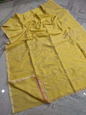 Golden Pure Handloom Silk Cotton Saree From Bengal