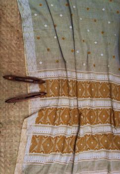 Grey Butta Eri Silk Pure Handloom Saree From Assam
