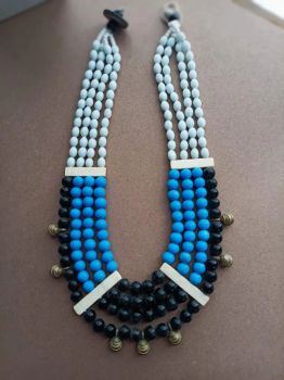 Blue And White Tribal Naga Beads Jewellery