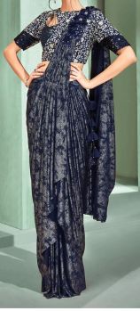 Black Pure Georgette Saree From Banaras