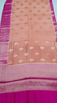 Faded Pink Banarasi Semi Silk Saree From Banaras
