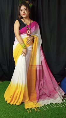 Multi Colour Pure Handloom Cotton Saree From Bengal